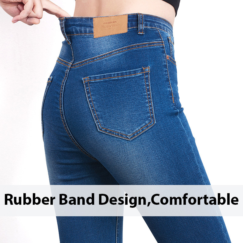 for Women mom Waist Woman High Elastic plus size Stretch Jeans female washed denim skinny pencil pants 201106