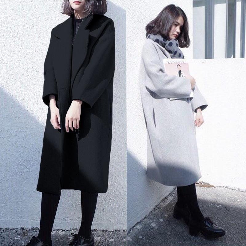 Office Lady Loose Women Long Wool Blend Coat Turn-down Collar Cashmere Jacket Single Button Solid Ladies Coats, Black
Office Lady Loose Women Long Wool Blend Coat Turn-down Collar Cashmere Jacket Single Button Solid Ladies Coats, Black
