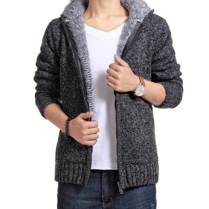 Sweatercoat Men New Casual Warm Cardigans Men Outwear Winter Thick Hooded Warm Knitwear Jacket Fashion Man Knitting Sweater 201118