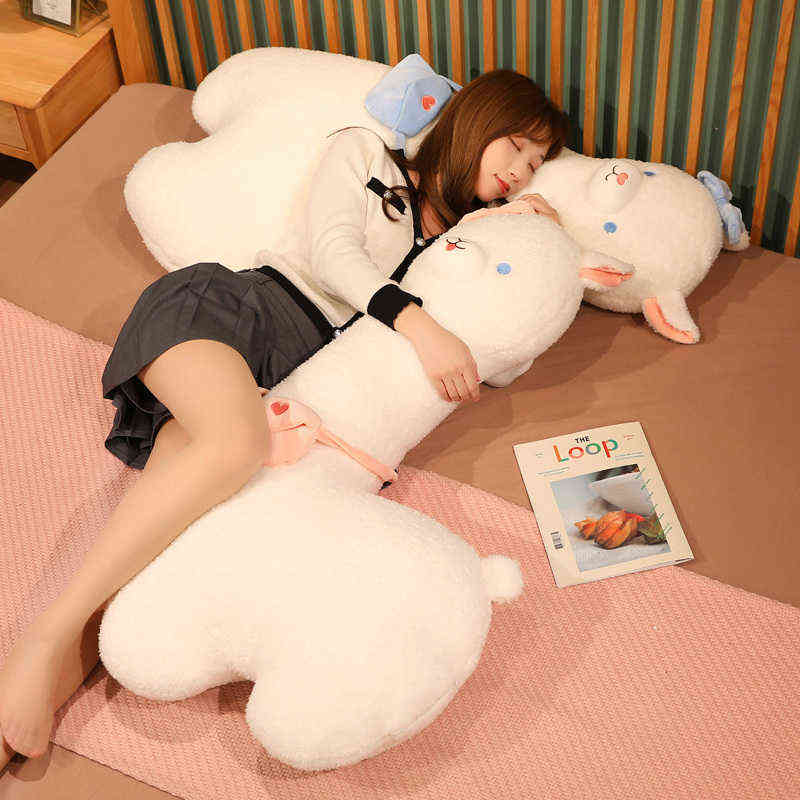 Big Alpaca Pillow Plush Toy Stuffed Plushie Sheep Llama Doll Animal Toys for Kids Soft Cushion Home Bed Decor Baby Birthday Gift AA220314