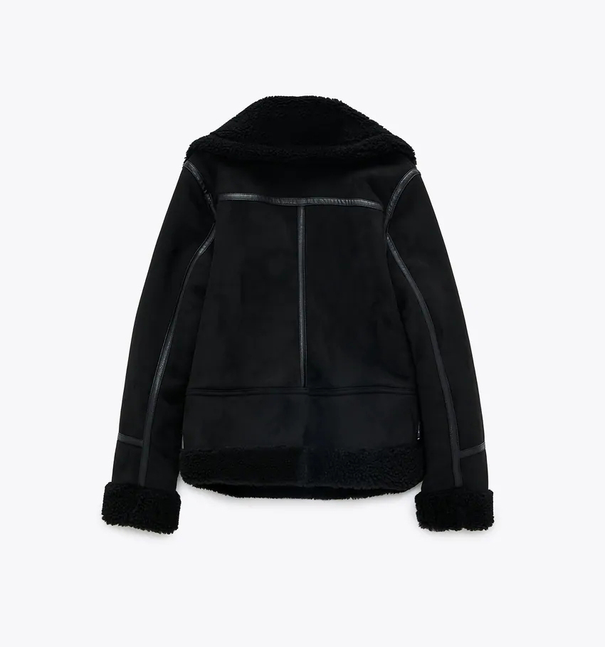 new women's wear thick warm winter retro suede lambs wool motorcycle jacket belt leisure loose man-made leather jackets 201106