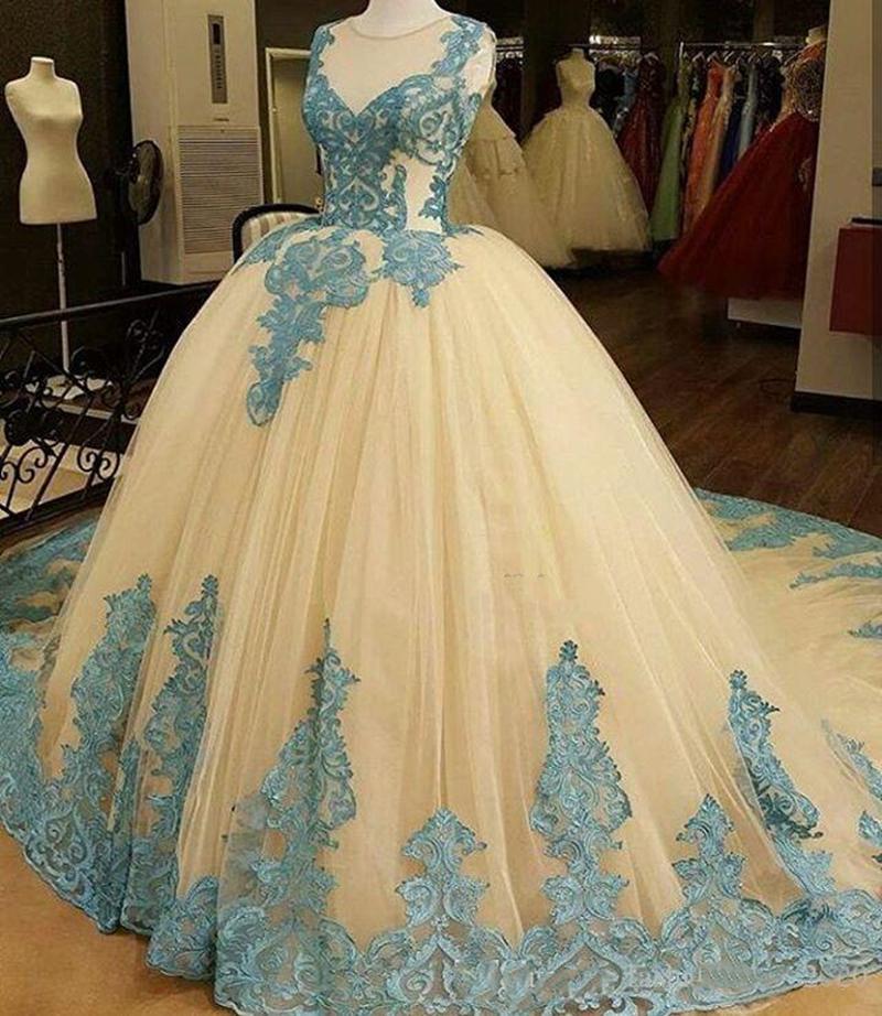 New Tulle Ball Gown Quinceanera Dresses Blue Appliques Sweet 16 Dresses Plus Size Party Prom Evening Gowns Custom Made
