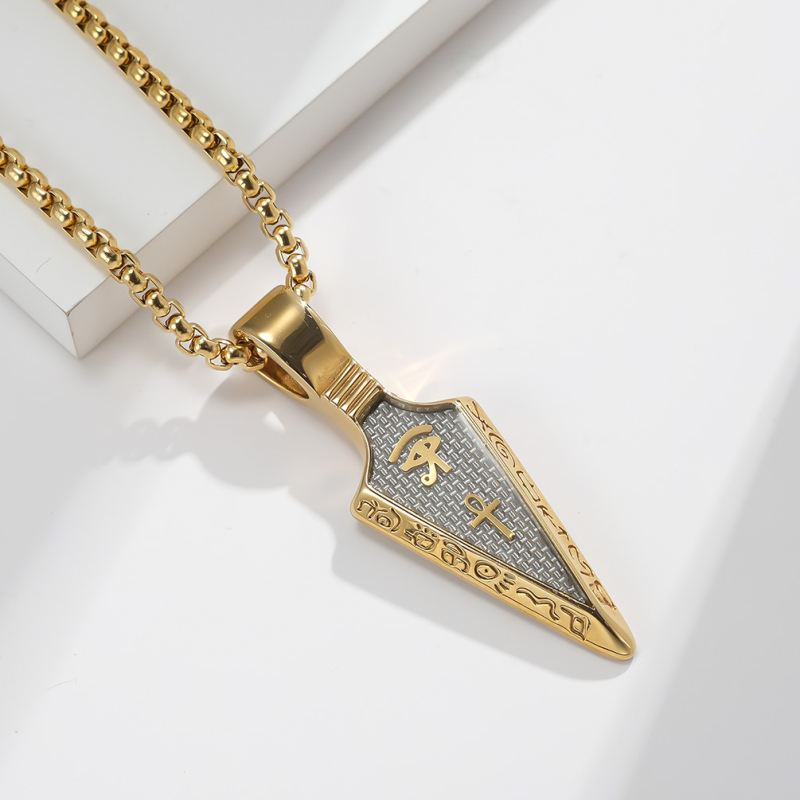 Cool Eye of Horus Anka Spearhead Pendant Stainless Steel Necklaces Jewelry for Gift