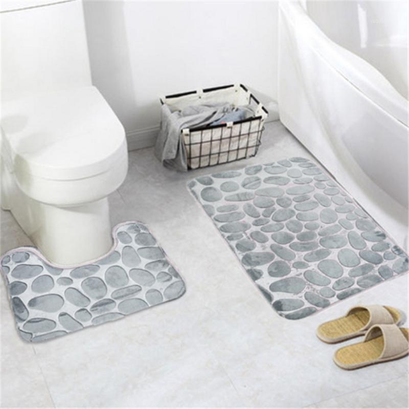 

50*80cm 40*50cm 2 in 1 Non-Slip Floor Mat Kitchen Door Floor Bathroom Toilet Mat Bath Rug Anti-Slip Bathroom1
