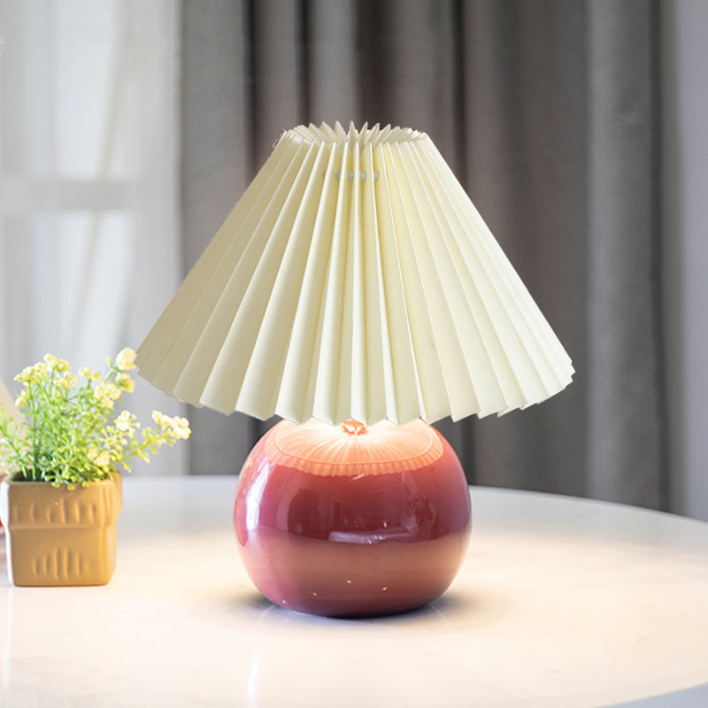 Elegant Vintage-Style Pleated Table Lamp with Nordic Design - Perfect for Bedrooms & Living Spaces