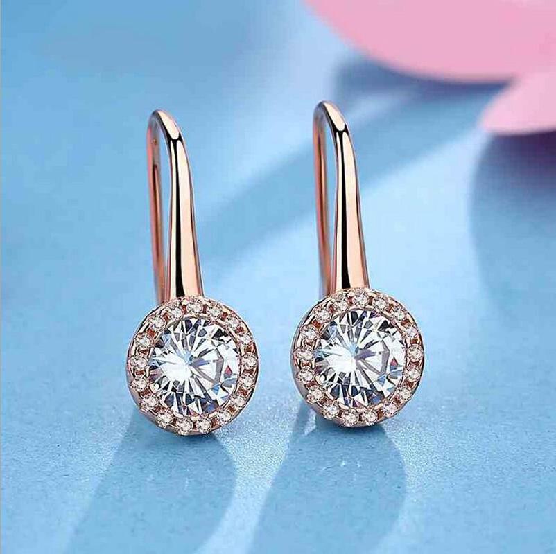 Fashion 925 Silver Rose Gold White Zircon Round Circle Drop Dangle Earrings For Women Lady Wedding Party Earrings Jewelry EZ402
Fashion 925 Silver Rose Gold White Zircon Round Circle Drop Dangle Earrings For Women Lady Wedding Party Earrings Jewelry EZ402