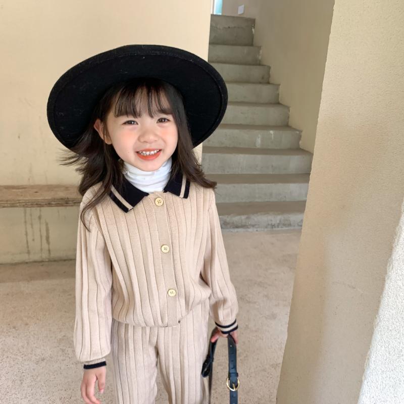 Clothing Sets 2021 Autumn Arrival Girls Fashion Knitted 2 Pieces Suit Coat+pants Kids Clothes Girl Set