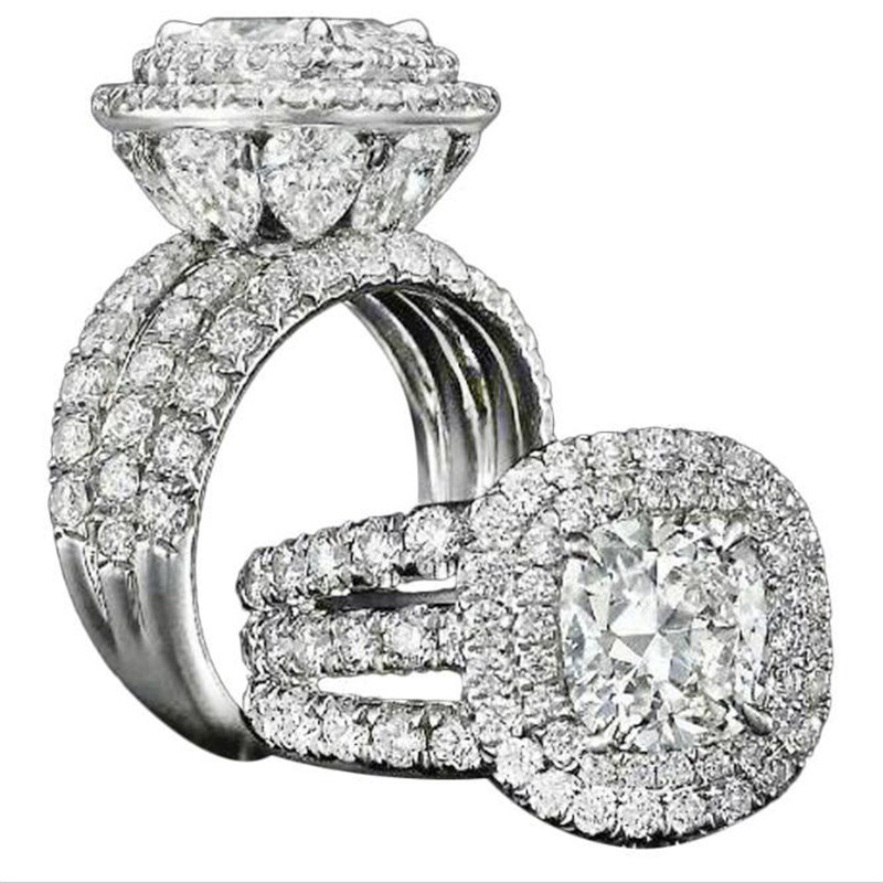 Handmade Wedding Rings: Sterg Sier Multi-Color Cubic Zirconia Eternity Bridal Set