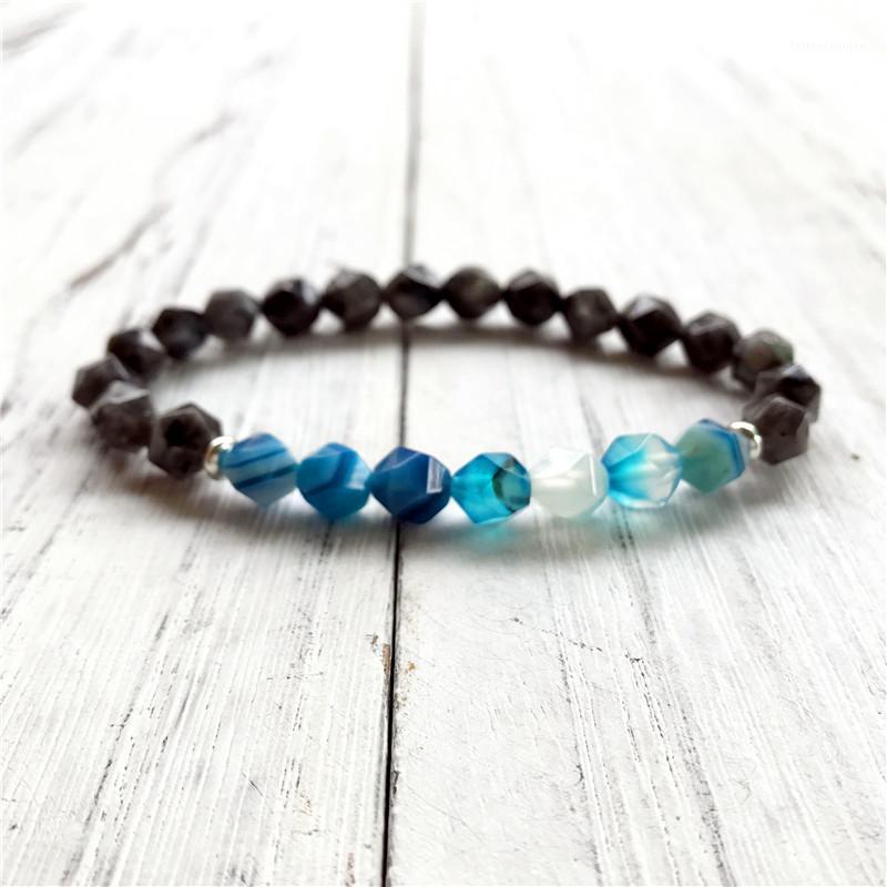 Charm Bracelets 8MM Natural Section Blue Stripe Agatestone And Gray Larvikite Bracelet Men's Jewelry Personality Big Beads Mala Yoga1
Charm Bracelets 8MM Natural Section Blue Stripe Agatestone And Gray Larvikite Bracelet Men's Jewelry Personality Big Beads Mala Yoga1