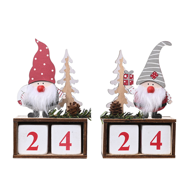 

Christmas Desktop Ornament Santa Claus Gnome Calendar Wooden Christmas Advent Countdown Ornament Home Tabletop Decor JK2010XB