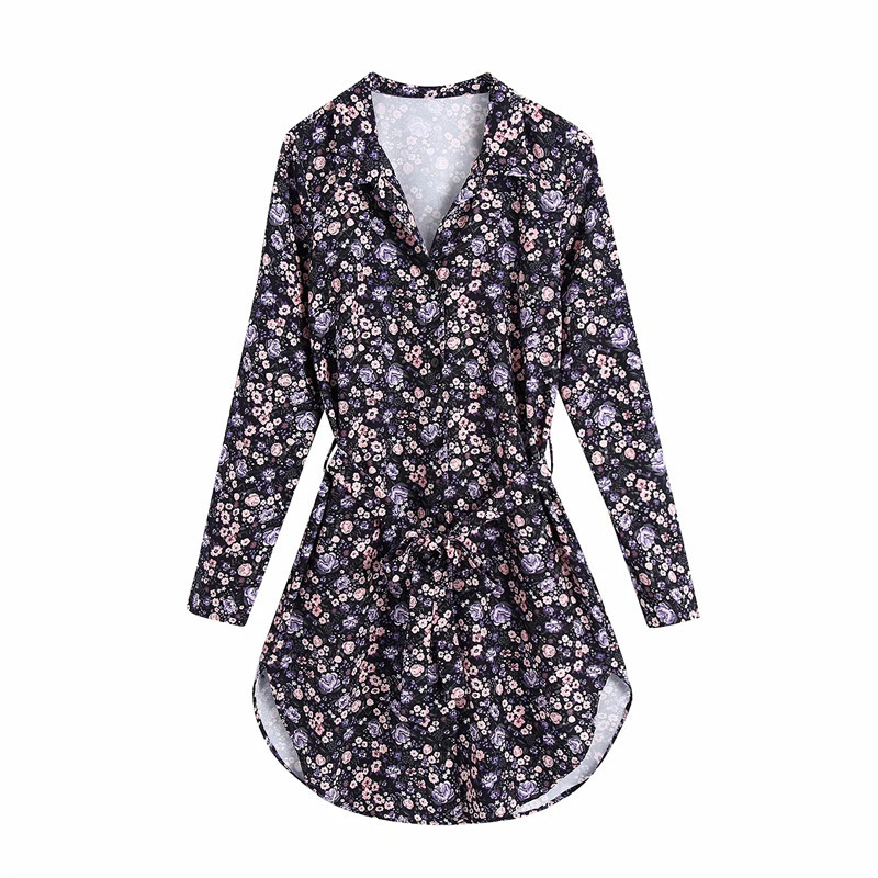2021 New Black Floral Shirt Women Long Sleeve Autumn Mini Dress Woman with Belt Irregular Hem Button Up Casual Dresses T1s4, Print
2021 New Black Floral Shirt Women Long Sleeve Autumn Mini Dress Woman with Belt Irregular Hem Button Up Casual Dresses T1s4, Print