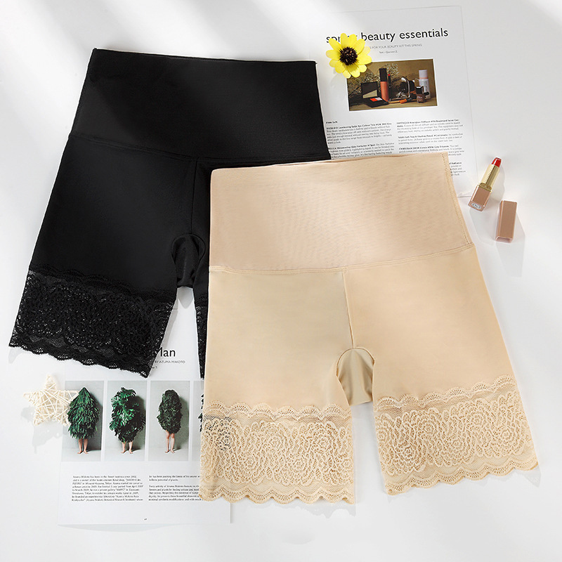 Anti-Chafing Ice Silks Thigh Saver Lace High Waist Tummy Control Hips Up Shapewear Panty H9 201112