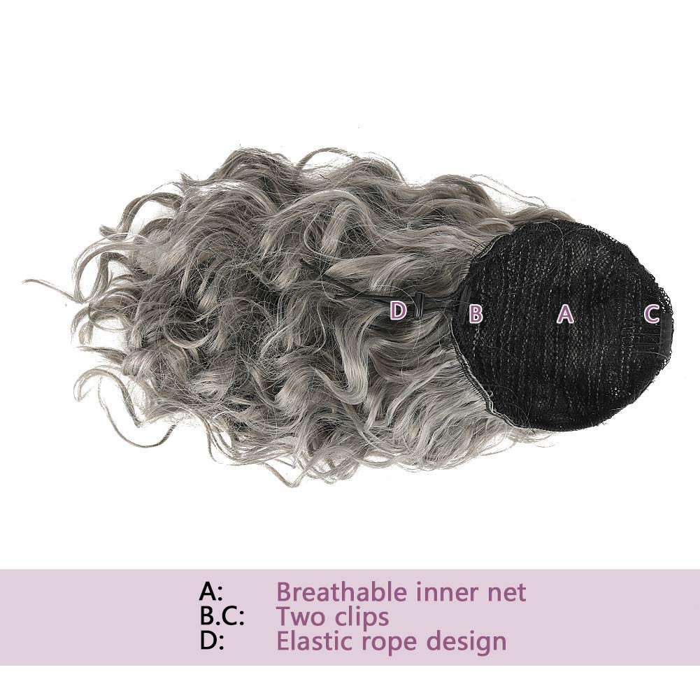 Body Wave salt and pepper silver grey human hair ponytail gray pony tail 140g clip ins human hair ponytais hairpieces