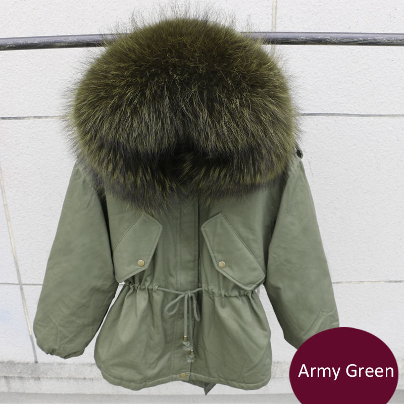 100% Natural Raccoon Fur Collar Winter Jacket Women White Duck Down Coats Warm Thick Parkas Womens Winter Jackets And Coats 201125