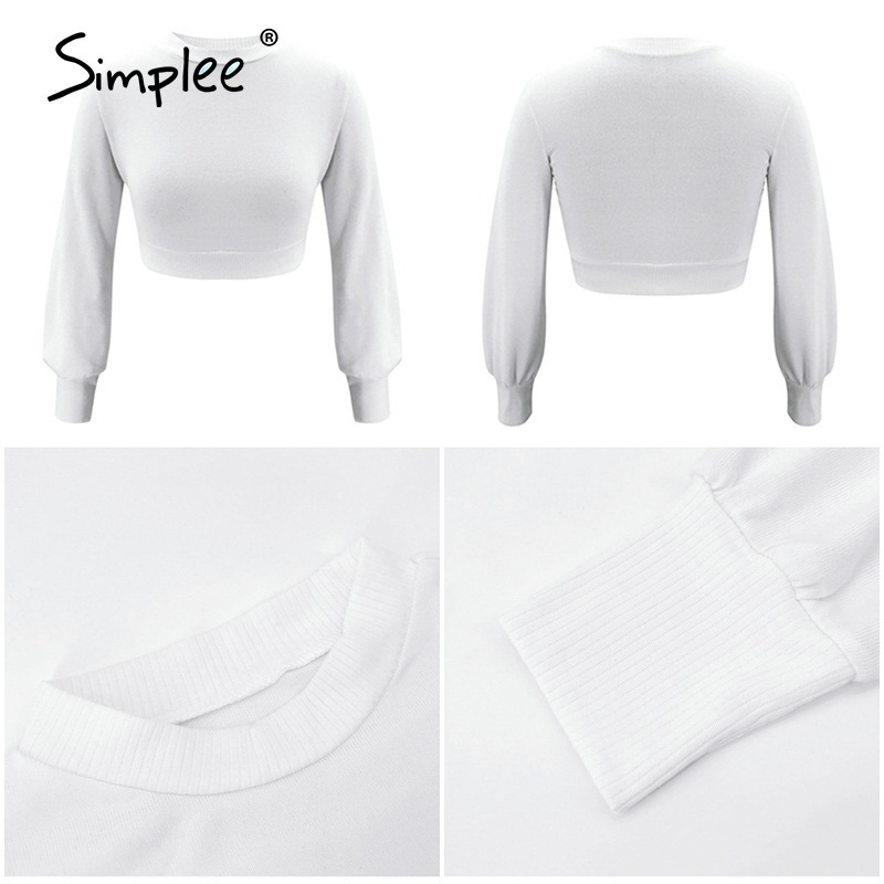 Simplee High waist Lantern Sleeve women's sweater Autumn winter white casual Pullover High street style knitted sweater 201023