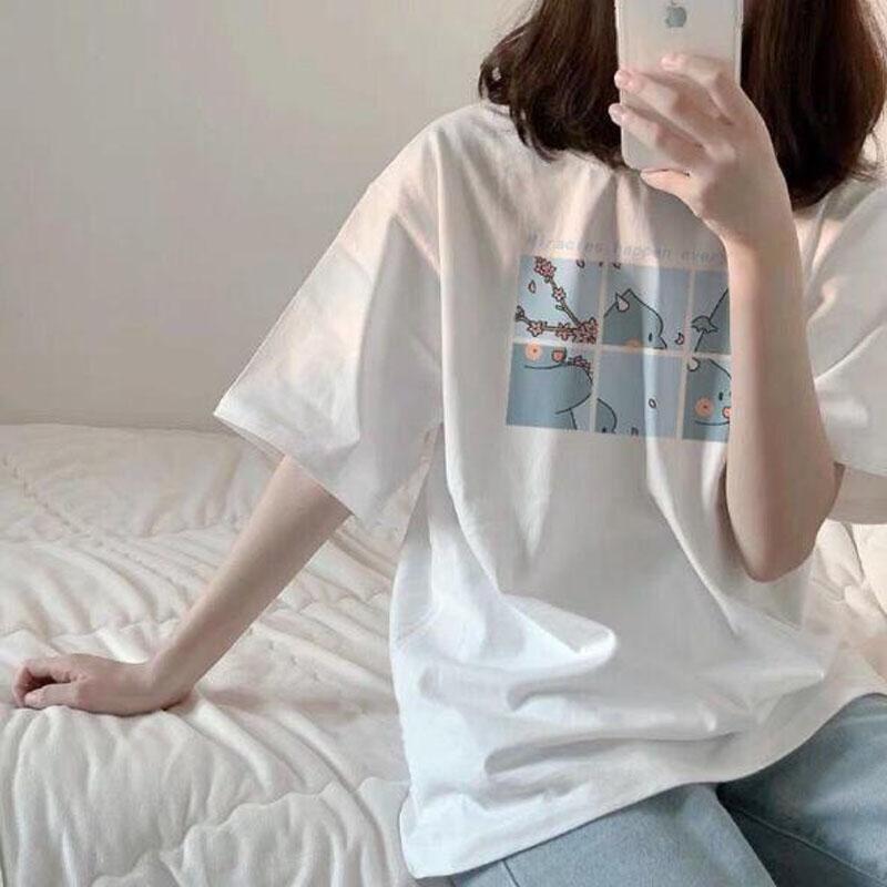 Cute Lovely Print Women Tops Spring Summer Short Sleeve Round Neck T shirt Women Cotton Spandex Tshirt, Black
Cute Lovely Print Women Tops Spring Summer Short Sleeve Round Neck T shirt Women Cotton Spandex Tshirt, Black