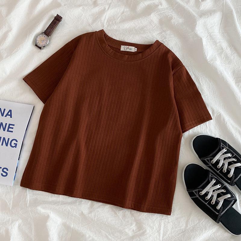 Women T Shirts Spring Summer 2021 Solid Korean O Neck Short Sleeve Tees Casual white, Black
Women T Shirts Spring Summer 2021 Solid Korean O Neck Short Sleeve Tees Casual white, Black