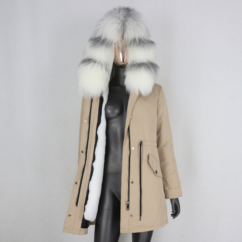 BLUENESSFAIR Waterproof Long Parka Winter Jacket Women Coat Real Natural Fox Raccoon Fur Hood Outerwear Streetwear Fashion 201019