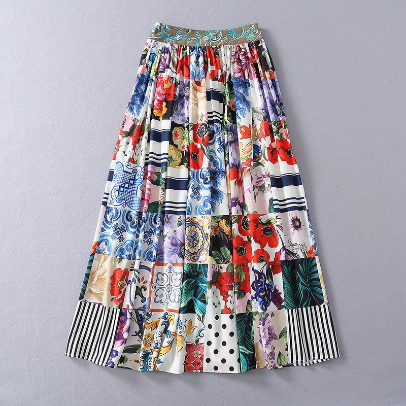 European and American women' clothing new 2021 spring pleated skirt with retro print patchwork pattern, Multi
European and American women' clothing new 2021 spring pleated skirt with retro print patchwork pattern, Multi