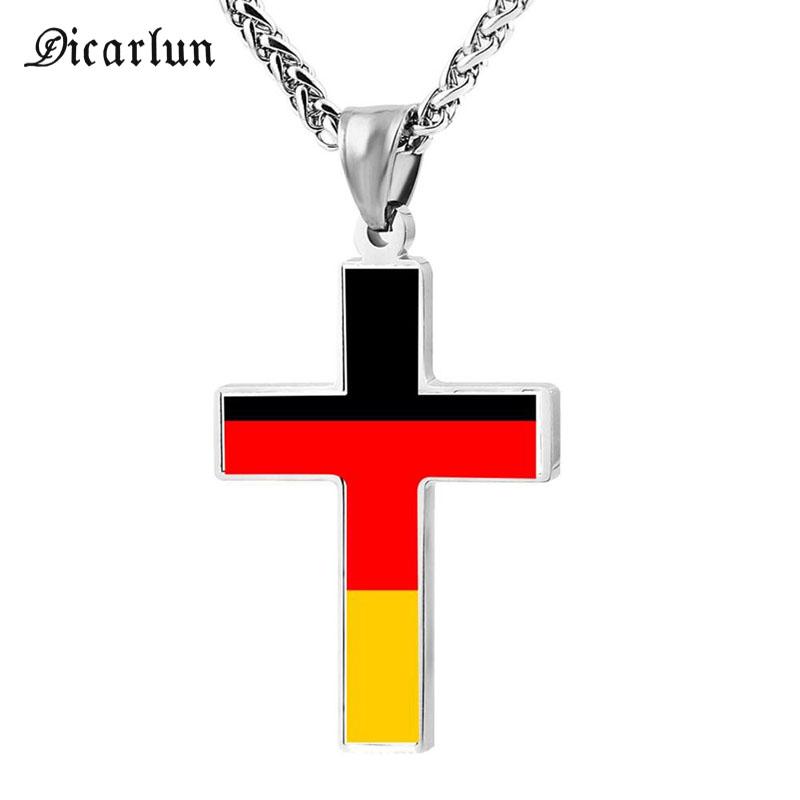 Pendant Necklaces DICARLUN Germany Flag Necklace Stainless Steel Cross Long Jewelry Patriotic Religious Heavy Chain Unisex
Pendant Necklaces DICARLUN Germany Flag Necklace Stainless Steel Cross Long Jewelry Patriotic Religious Heavy Chain Unisex