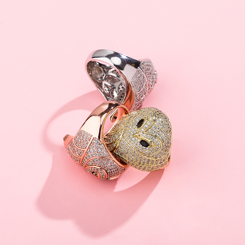 New Fashion Personalized Full Diamond Iced Out Owl Finger Band Ring Bling Cubic Zirconia Hip Hop Unisex Rings Bijoux Jewelry for Men Women