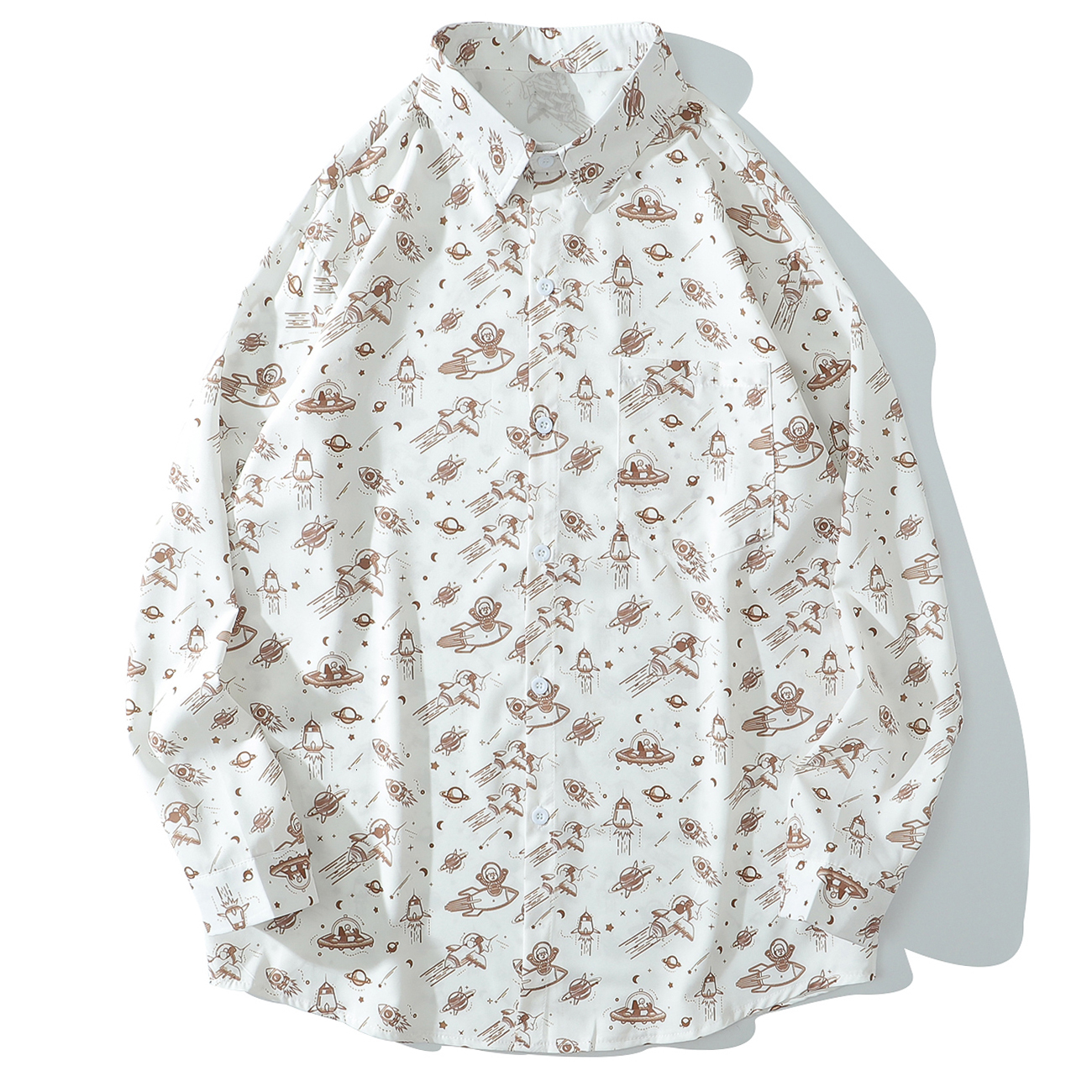 2021 New Spaceship Rocket Print Long Sleeve Men Harajuku Streetwear Hawaiian Beach Shirts Hip Hop Cotton Oversize Button Shirt Tops Zn8y, White
2021 New Spaceship Rocket Print Long Sleeve Men Harajuku Streetwear Hawaiian Beach Shirts Hip Hop Cotton Oversize Button Shirt Tops Zn8y, White
