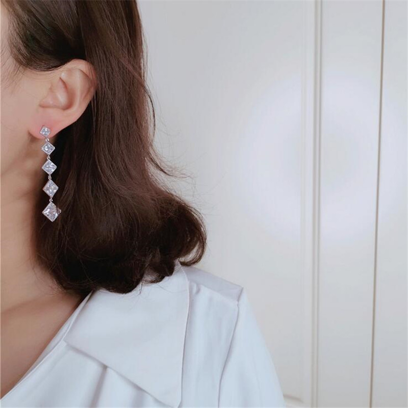 Sparkling Luxury Jewelry Multi Style Drop Earring 925 Sterling Silver Water Drop White Topaz CZ Diamond Women Party Long Dangle Earring Gift