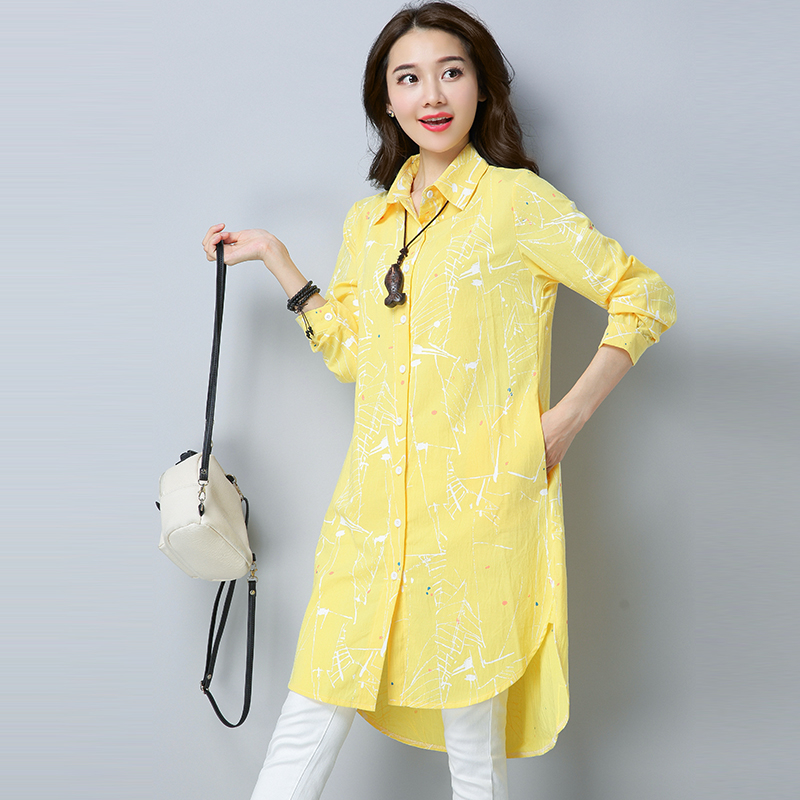 Plus Size Kimono Blouse Tunic 2019 New 3d Printed Long Blusas Femininas Spring Autumn Long Sleeve Cotton Linen Shirt Tops Mujer T200319
