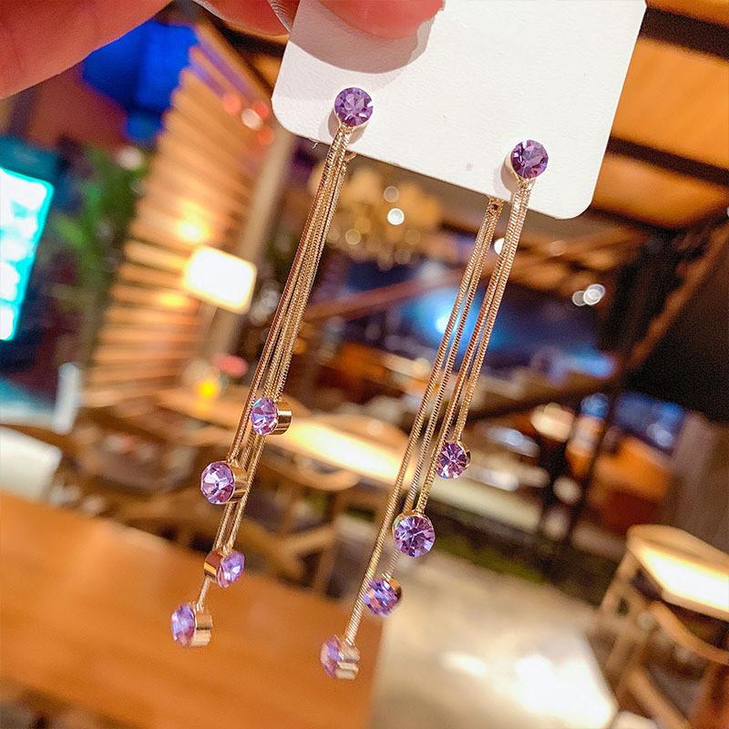 Contracted one wears crystal tassel earring to exceed fairy long money eardrop Glittery pendant earrings for a girl's party
Contracted one wears crystal tassel earring to exceed fairy long money eardrop Glittery pendant earrings for a girl's party