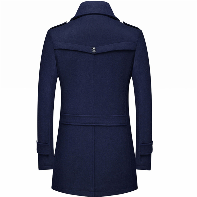 RUELK Autumn And Winter Thick Men's Woolen Windbreaker Trench Coat Scarf Collar Mid-Length Woolen Coat Jacket Men Coat 201222