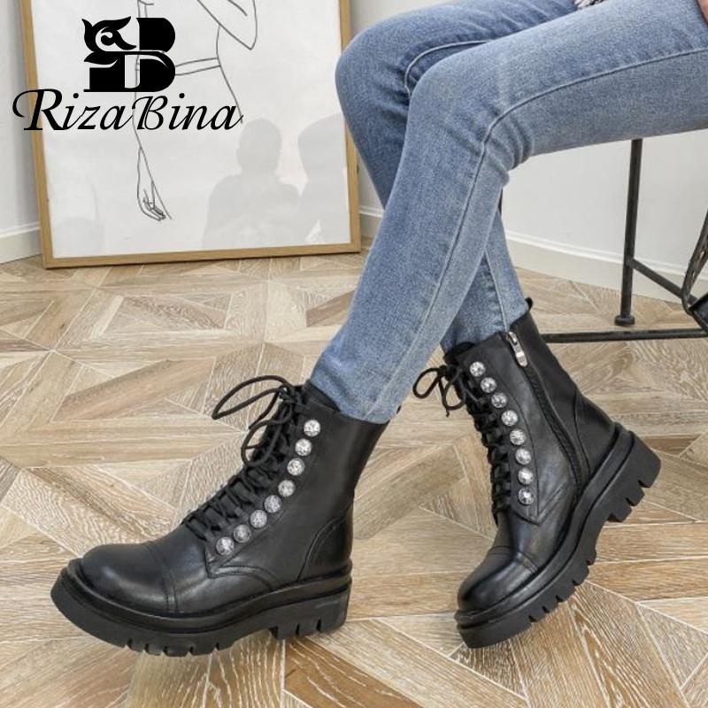 RIZABINA Women Ankle Boots Real Leather Rivets Thick Bottom Women Winter Autumn Shoes Fashion Cool Short Boots Size 34-42, Black
RIZABINA Women Ankle Boots Real Leather Rivets Thick Bottom Women Winter Autumn Shoes Fashion Cool Short Boots Size 34-42, Black