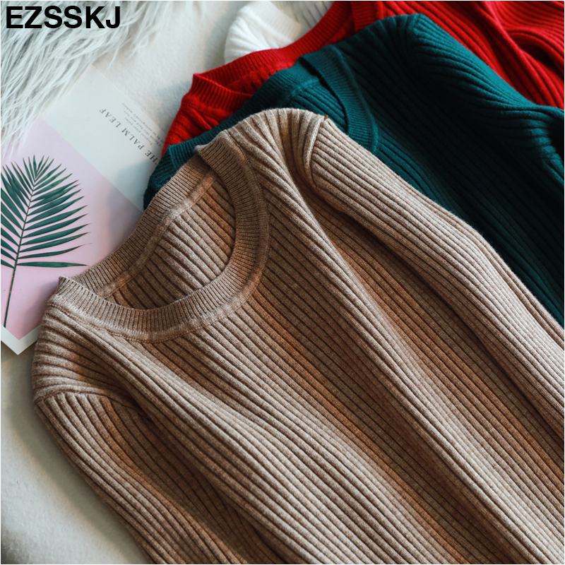 Autumn Winter long Sweater dress women solid bodycon Thick dress Female Jumper Oneck slim basic knit dress Long sleeve T200107
