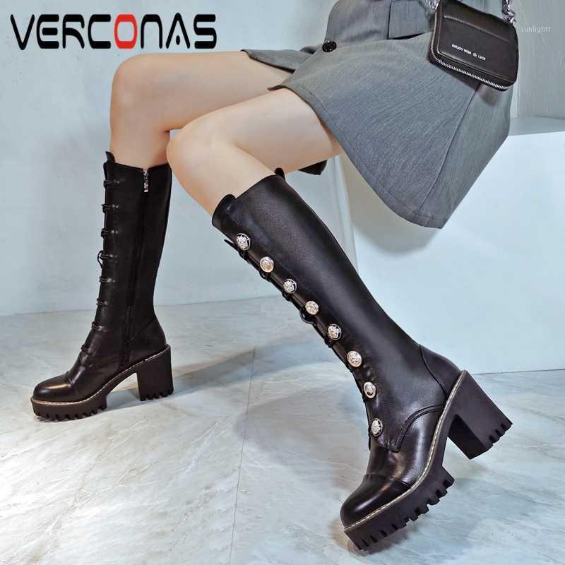 VERCONAS Women Knee-High Boots Autumn Winter Fashion New Button Shoes Woman Side Zipper Genuine Leather Platforms Long Boots1, Black
VERCONAS Women Knee-High Boots Autumn Winter Fashion New Button Shoes Woman Side Zipper Genuine Leather Platforms Long Boots1, Black