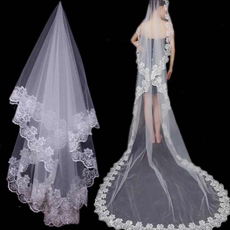 White Lace Luxury Suadi Arabic 3M Long Cathedral Wedding Veils Soft Tulle One Layer For Bridal Veil, Black
White Lace Luxury Suadi Arabic 3M Long Cathedral Wedding Veils Soft Tulle One Layer For Bridal Veil, Black