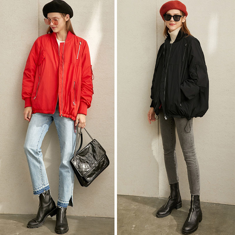 AMII Minimalism Winter Solid Women Down Coat Jacket Fashion 95% Cashmere Content Full Sleeve Loose Shirt Female Coat 11840276 201019