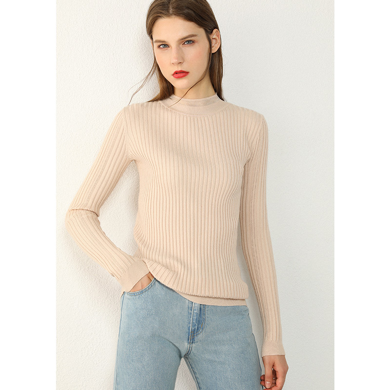 AMII Minimalism Autumn Fashion Women Sweater Causal Solid Stripe Slim Fit Turtleneck Sweater Female Pullover Tops 12030334 201017
