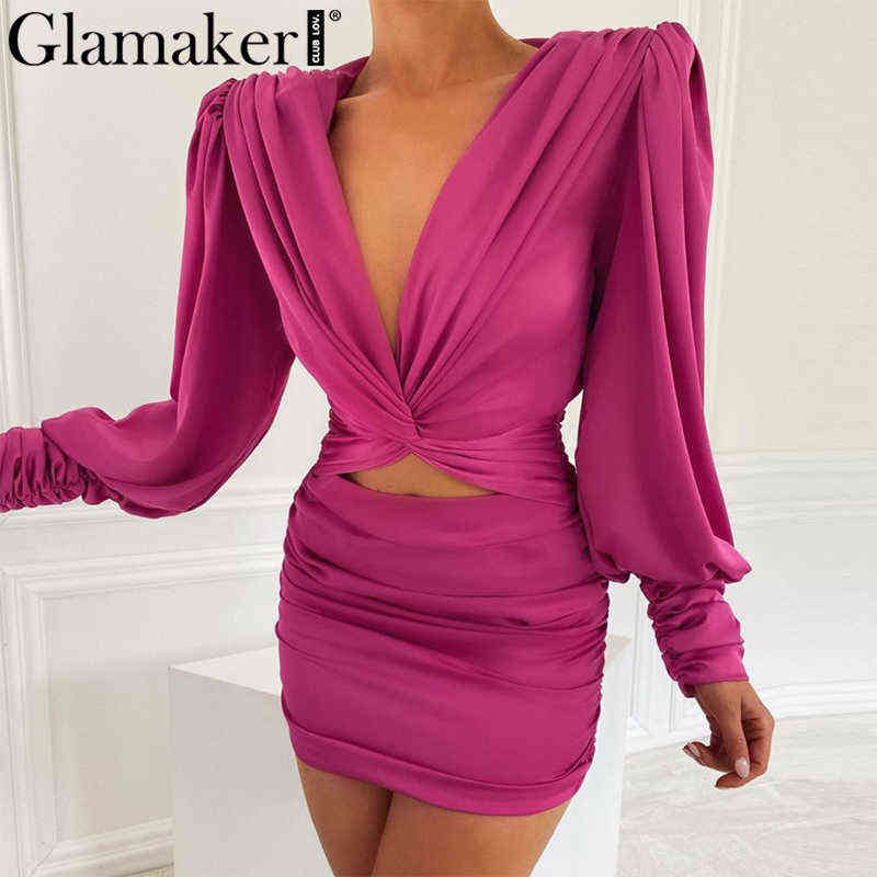 Glamaker Sexy deep v neck bodycon dress Party club hollow out mini dress Elegant winter autumn chic lantern sleeve satin dress G1223, Blue
Glamaker Sexy deep v neck bodycon dress Party club hollow out mini dress Elegant winter autumn chic lantern sleeve satin dress G1223, Blue