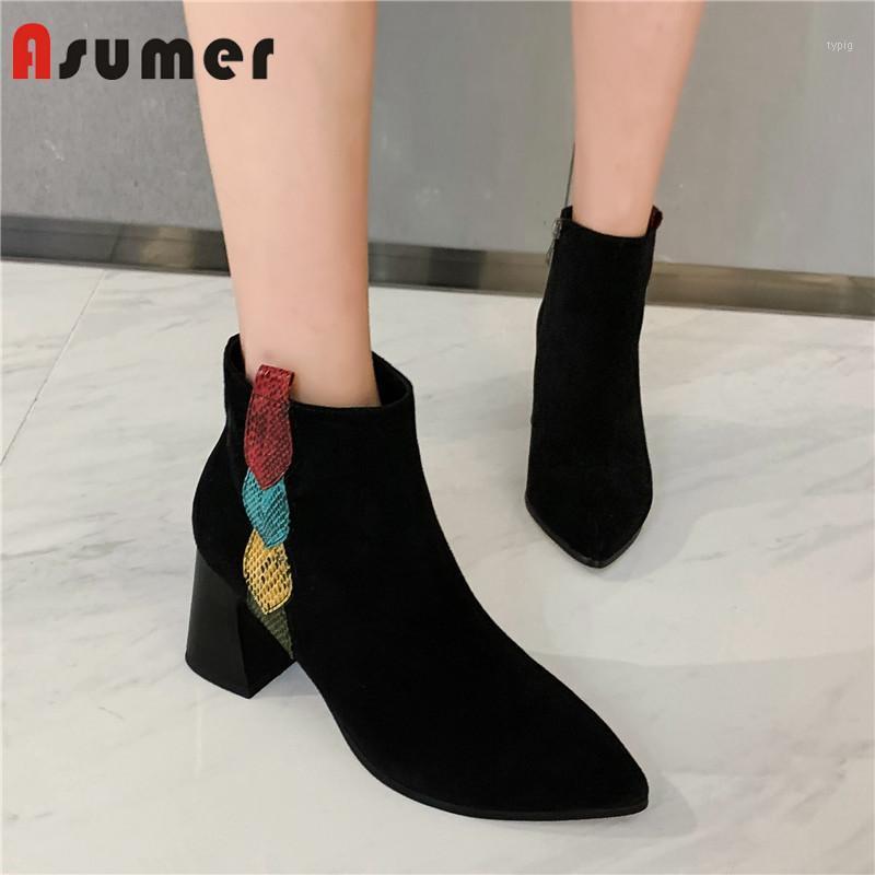 Asumer 2020 new hot genuine leather ankle boots women pointed toe mixed colors dress party shoes autumn winter boots woman1, Black cow leather
Asumer 2020 new hot genuine leather ankle boots women pointed toe mixed colors dress party shoes autumn winter boots woman1, Black cow leather