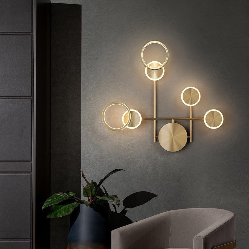 LED Wall Lamps Bedside Luxury Copper Art Deco Wall Sconce Lights for Bedroom Living Room Loft Aisle Home Indoor Lighting WF1113