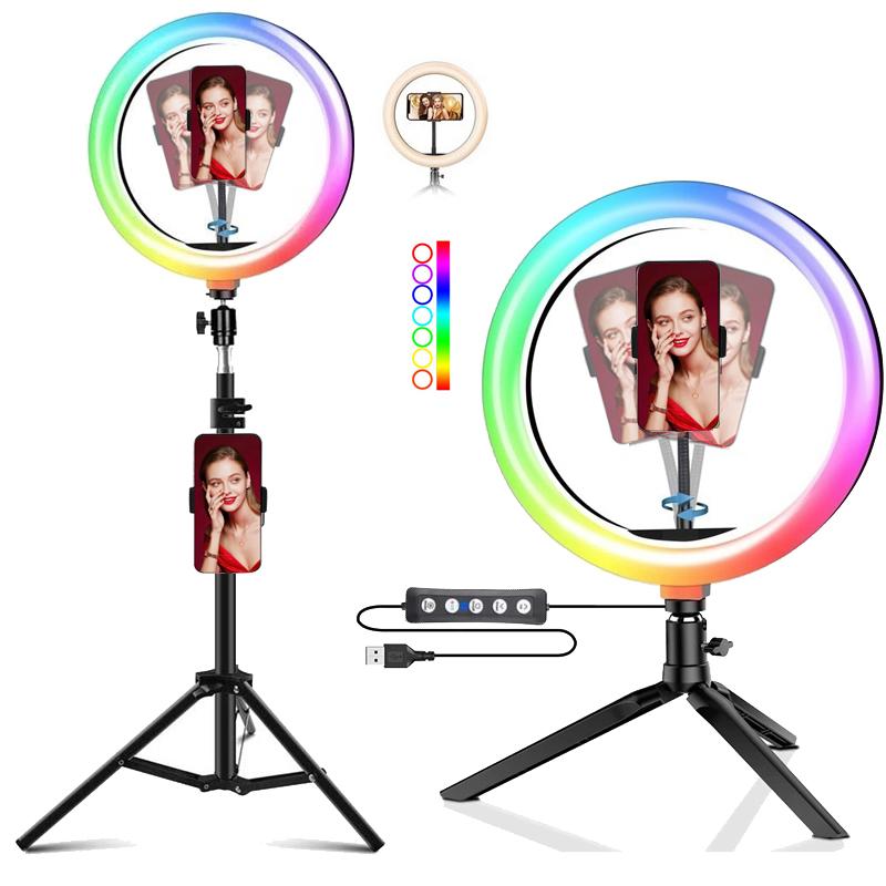 8 Inch /10 Inch Dimmable RGB LED Selfie Ring Fill Light Photo Ring Lamp with Tripod Two Adjustable for Makeup Video Live
8 Inch /10 Inch Dimmable RGB LED Selfie Ring Fill Light Photo Ring Lamp with Tripod Two Adjustable for Makeup Video Live