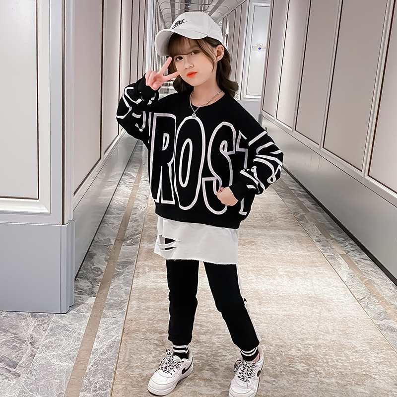 Girls Spring Autumn Suit 2020 New Letter O-neck Two Piece Set Korean Version Little Girl Clothes Boutique Teenage Kids ClothingX1019