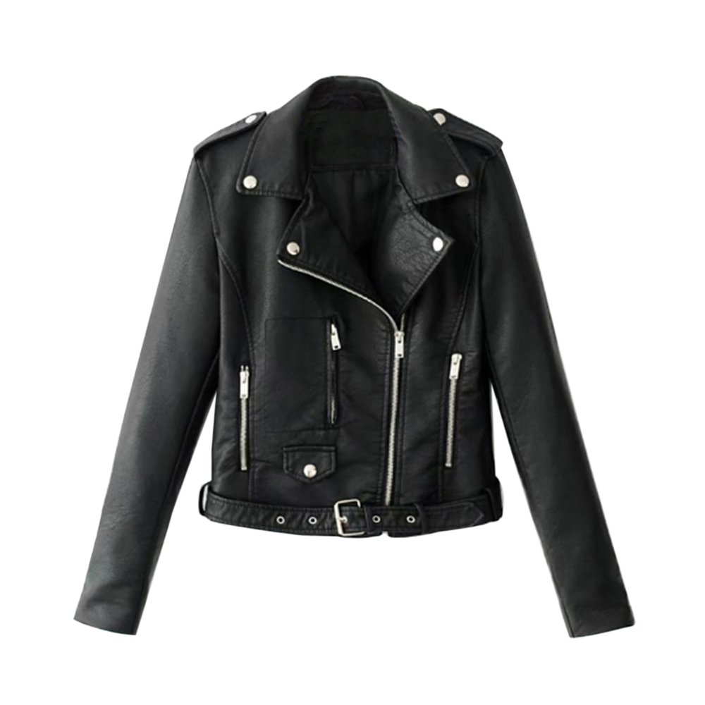 Korean Motorcycle Short Coat New Spring Women's Jacket The Self-cultivation Pu Leather Jacket Women's Leather Bright 201017