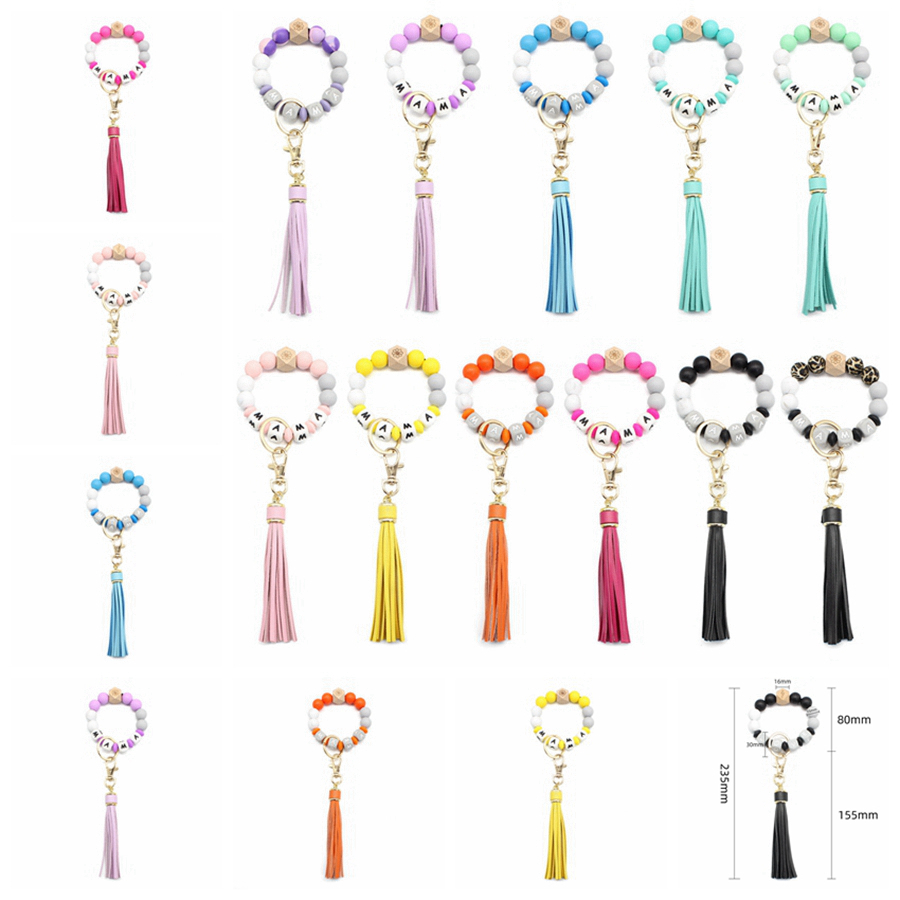 Party Favor Letter Silicone Bead Bracelets Tassel Key Chain Pendant Women's Jewelry Bag Accessories Mother's Day Gift RRA4535
Party Favor Letter Silicone Bead Bracelets Tassel Key Chain Pendant Women's Jewelry Bag Accessories Mother's Day Gift RRA4535
