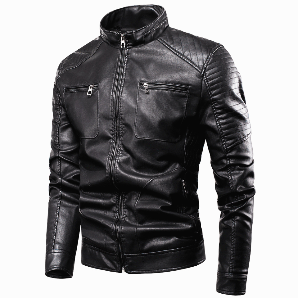 Men Autumn Casual Classic Pockets Fleece Dressy Leather Jackets Coat Men Winter Motor Biker Warm Faux Leather Jacket Men 201128