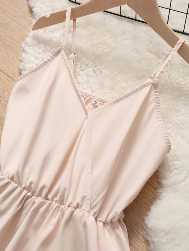 Girls Overlap Collar Layered Hem Cami Dress SHE