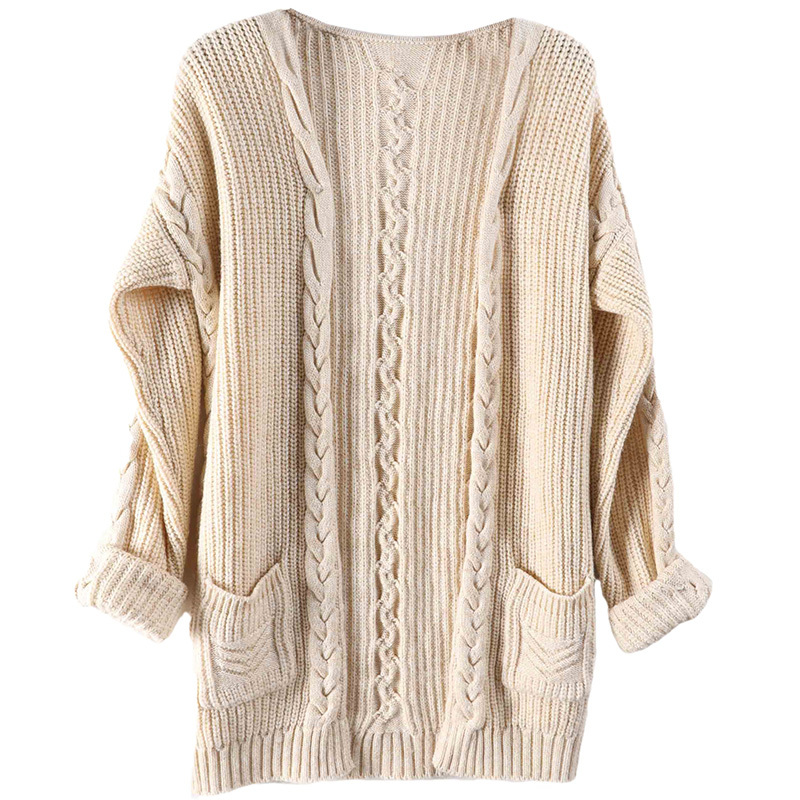 Cashmere Sweater Women Wool Fall Winter Thick Warm Soft Knit Cable Vintage Oversized Long Cardigan Women Long Winter Sweater 201222