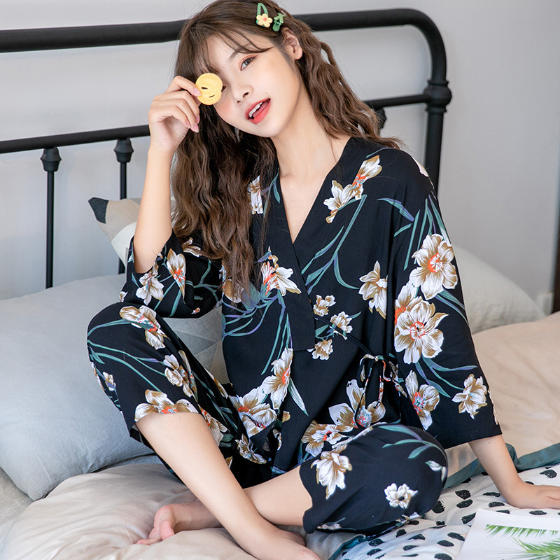 2021 New Women's pajamas cotton spring sexy summer fall hang up sleeve three Japanese kimono pieces outside suit LBIZ, Pink.
2021 New Women's pajamas cotton spring sexy summer fall hang up sleeve three Japanese kimono pieces outside suit LBIZ, Pink.