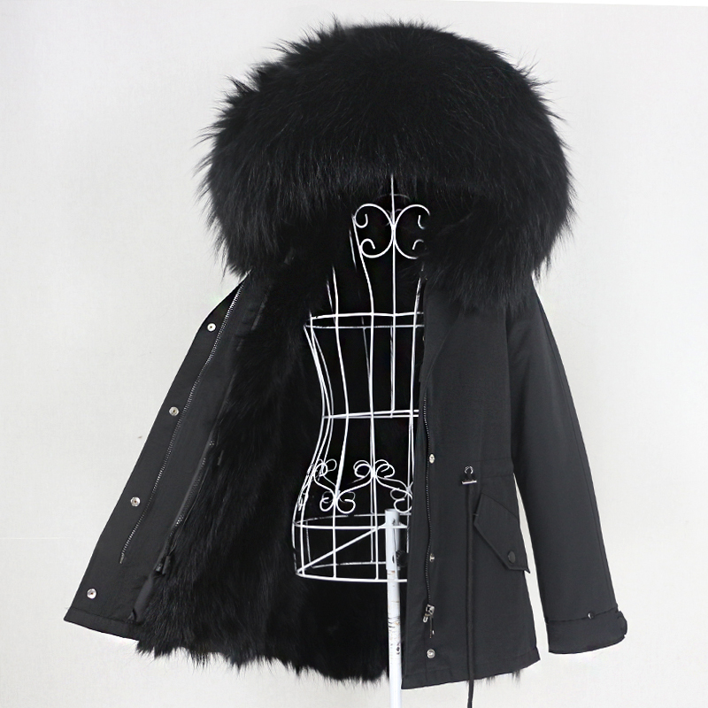 OFTBUY Waterproof Parka Real Fox Fur Coat Natural Raccoon Fur Collar Hood Winter Jacket Women Warm Outerwear Removable New 201103