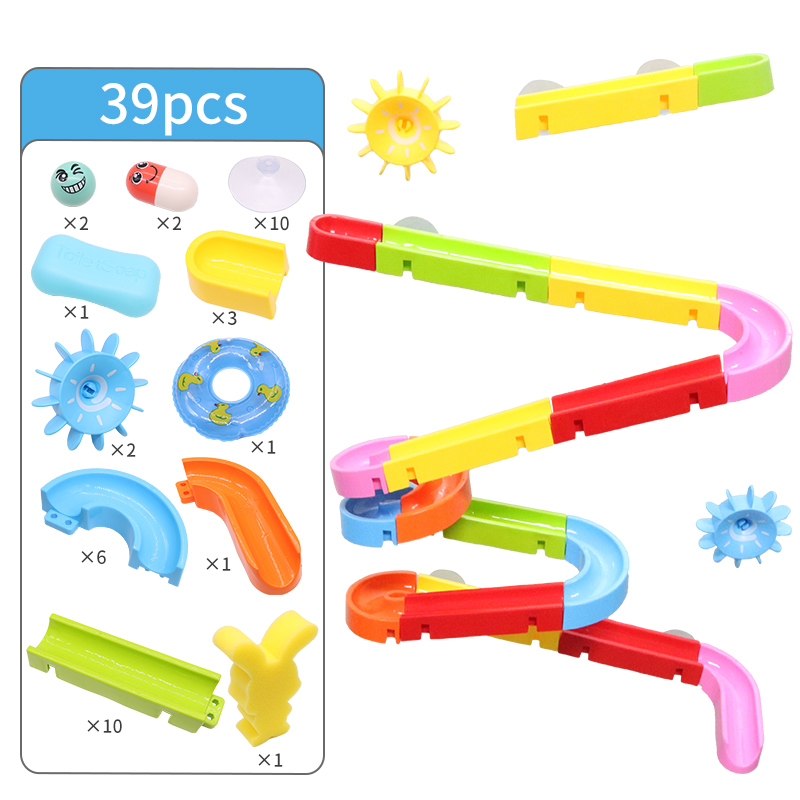 Magical DIY Baby Bath Toys Wall Suction Cup Marble Race Run Track Bathroom Bathtub Kids Play Water Games Toy Set for Children LJ201019