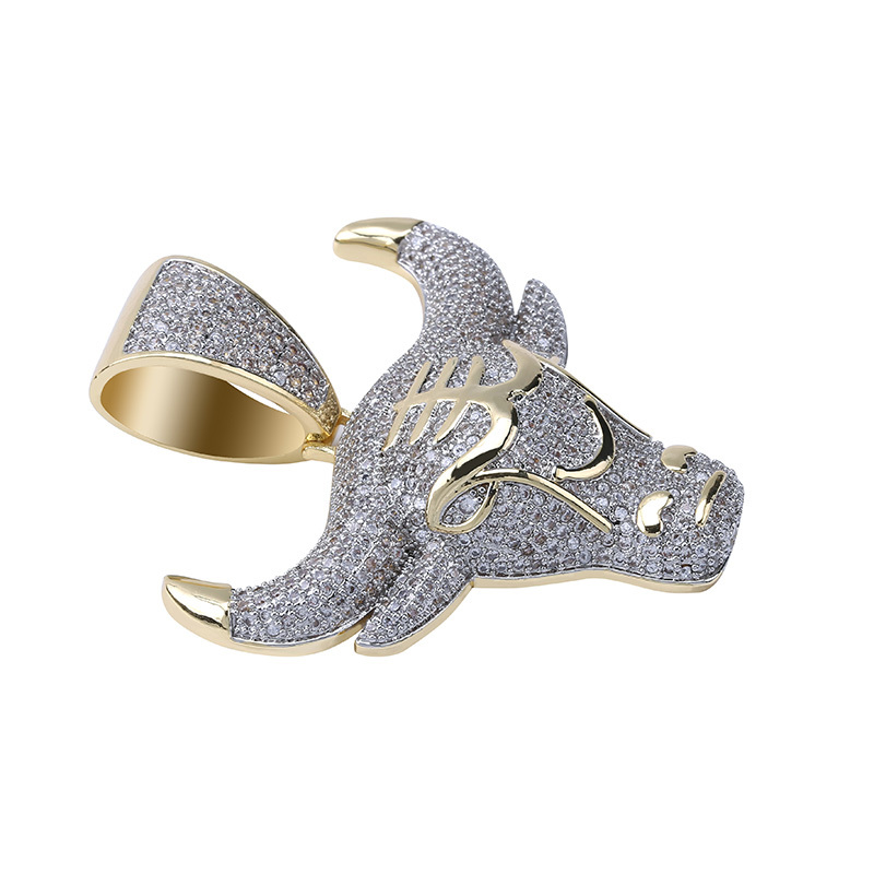 TOPGRILLZ Bull Demon King Gold Silver Color Chain Iced Out Pendant Necklace Men With Tennis Chain Hip Hop/Punk Fashion Jewelry Y200918